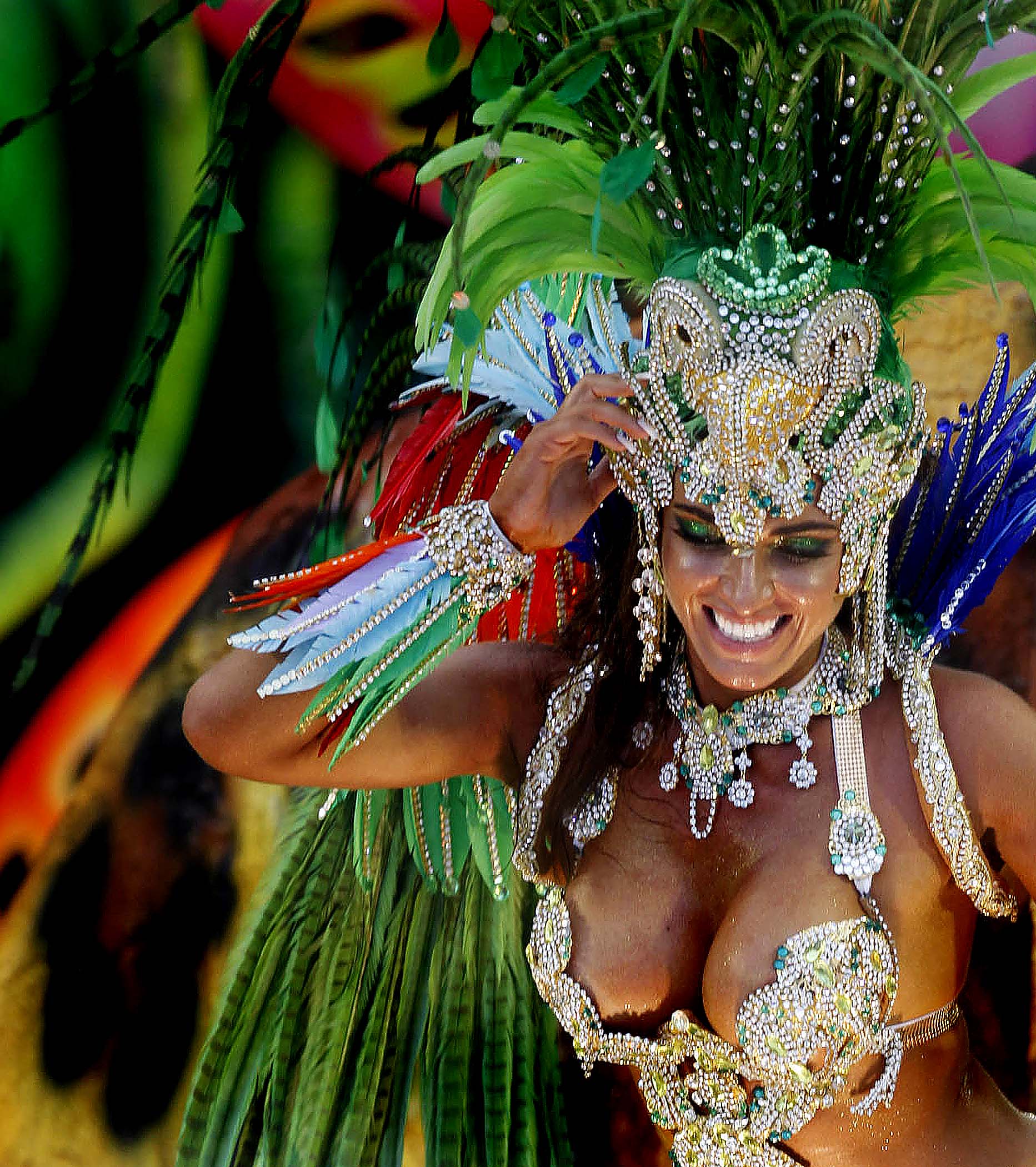 A Beija Flor samba school dancer performs at the Sambadrome in Rio de Janeiro. (Felipe Dana/Associated Press)